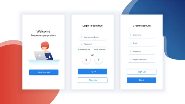 Pantalla Inicio Sesión Móvil Página Registro Para Sitio Aplicación Móvil — Vector de stock