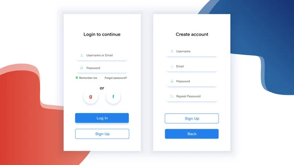 Mobiele Login Scherm Vector Template Voor Website Mobiele Toepassingen — Stockvector