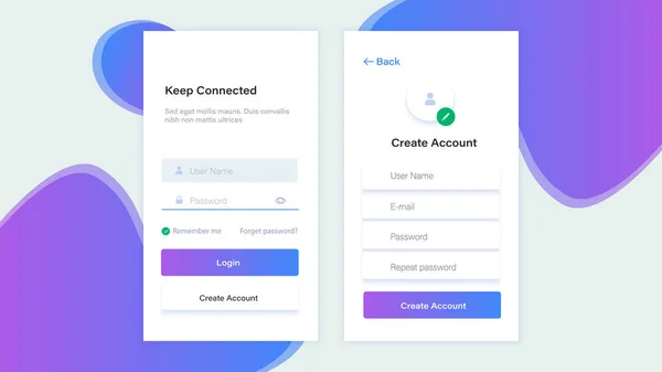 Mobiele Login Scherm Vector Template Voor Website Mobiele Toepassingen — Stockvector