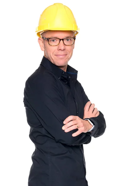 Man with eyeglasses and helmet — Stock Photo, Image