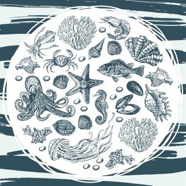 Deniz motifleri ile grafik kartı