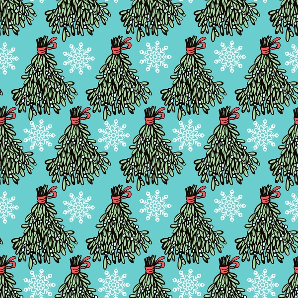 Christmas seamless pattern with mistletoe — Stock Vector