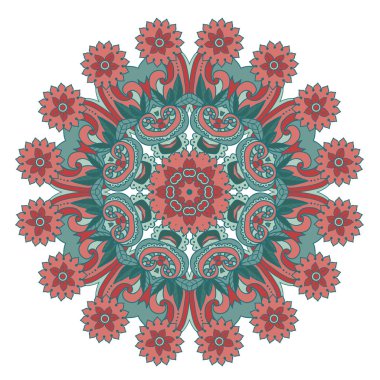 Bir daire içinde soyut çiçek süsleme