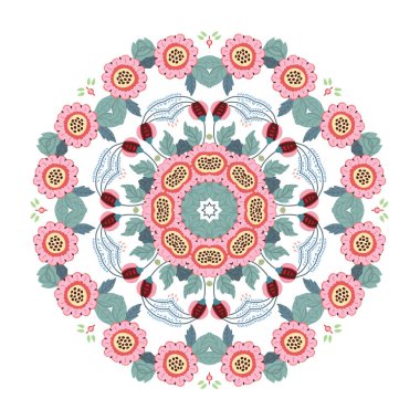 Daire içinde çiçek süsleme