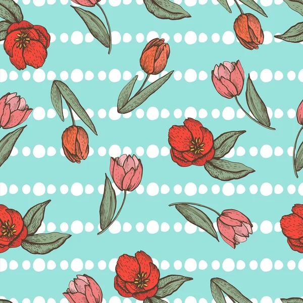Patrón de primavera con tulipanes — Archivo Imágenes Vectoriales