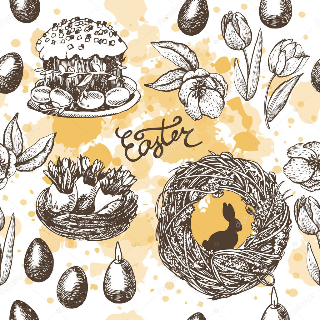 Easter graphic sketches pattern