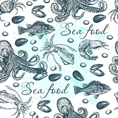 Deniz mahsülleri ile grafik kartı