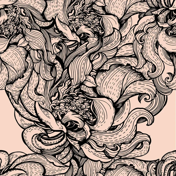 Бесшовный узор со стилизованными цветами — стоковый вектор