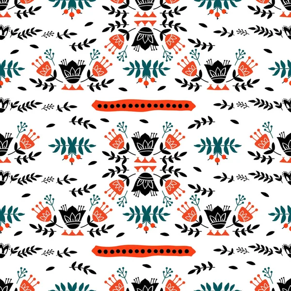 Motif floral décoratif abstrait broderie stylisée — Image vectorielle