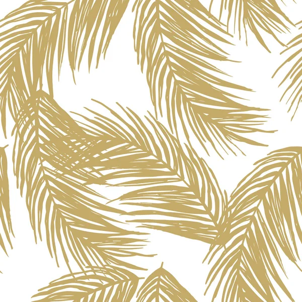 Pattern with golden palm leaves — Stock Vector