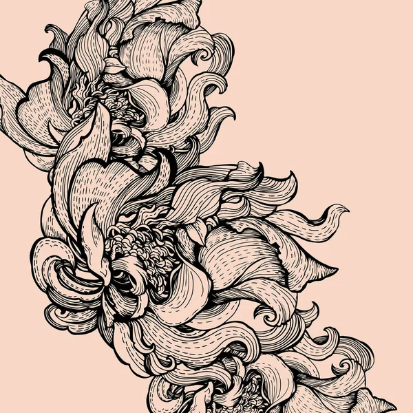 Ретро декоративный фон со стилизованными цветами — стоковый вектор