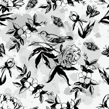 Grunge çiçek desenli