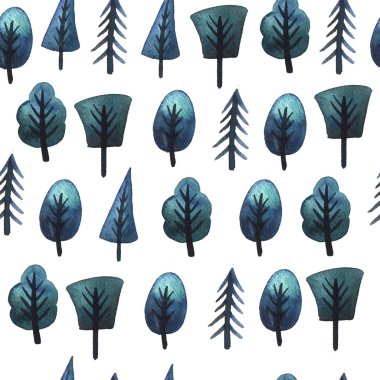 Suluboya ağaçları desenle