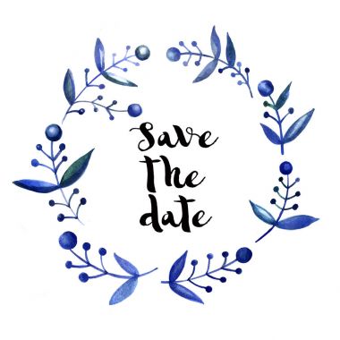 Çelenk suluboya dalları ile