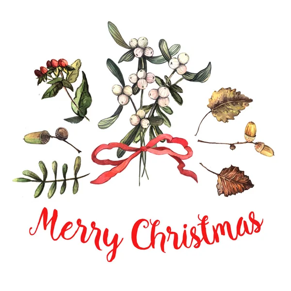 Watercolor Christmas card — Stock Photo, Image