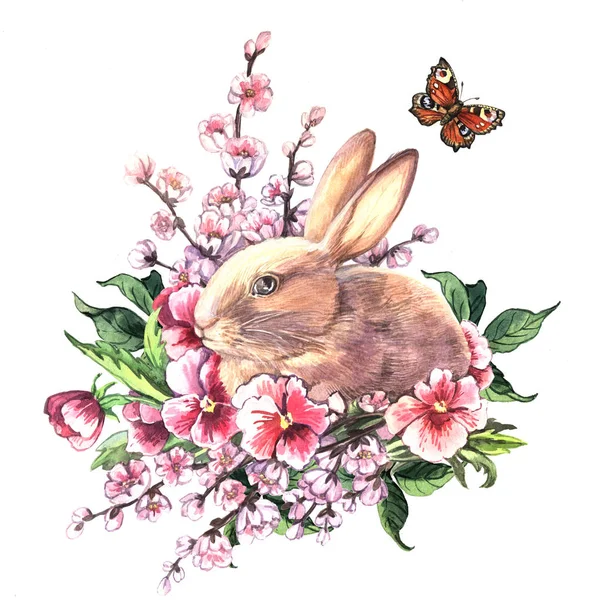 Akwarela Wielkanoc królik — Zdjęcie stockowe