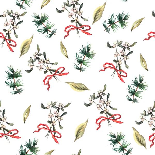 Watercolor Christmas pattern — Stock Photo, Image