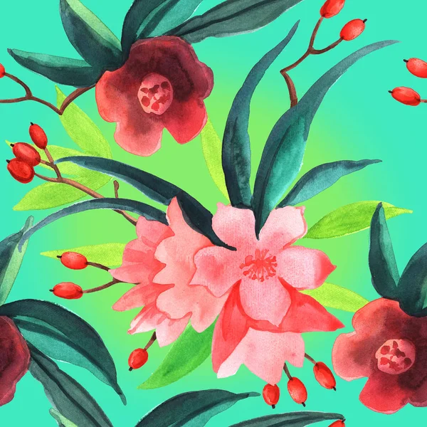 Akvarell blommönster — Stockfoto