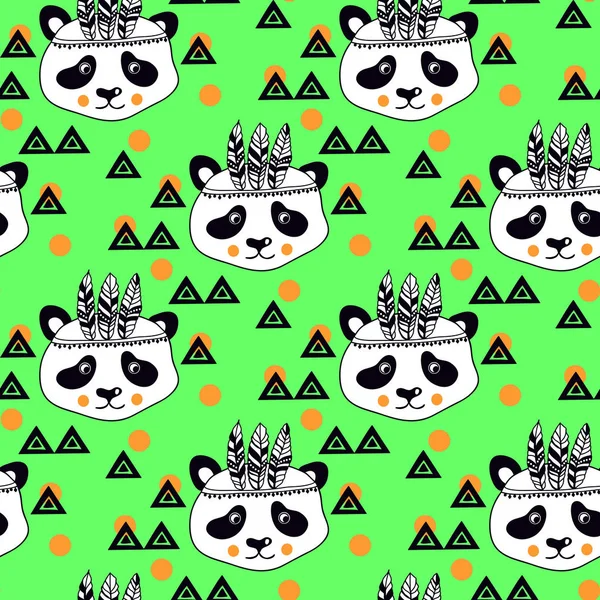 Kinder patroon met Panda 's. — Stockvector