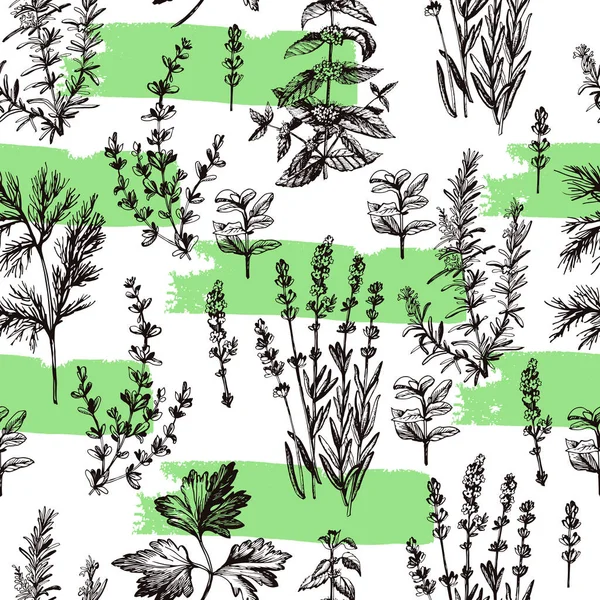 Modèle de fleurs et d'herbes — Image vectorielle