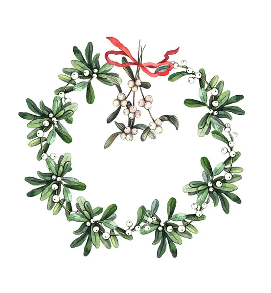 Christmas Card Mistletoe Branches — Stock Photo, Image