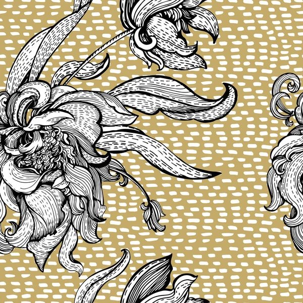 Золотой узор со стилизованными цветами — стоковый вектор