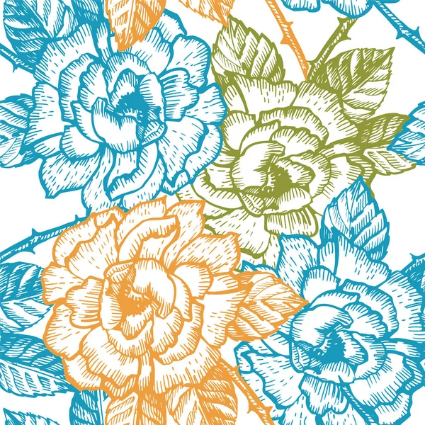 pattern with colored roses
