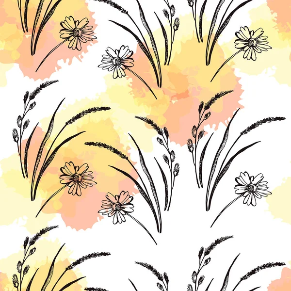Seamless pattern with wildflowers