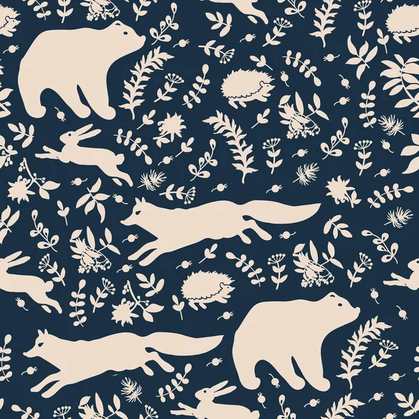 模式与可爱的森林动物 — 图库矢量图片