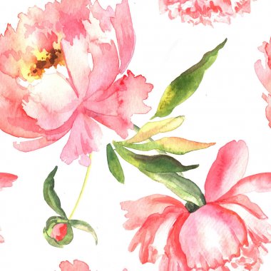 Nazik dekoratif suluboya desen peonies ile