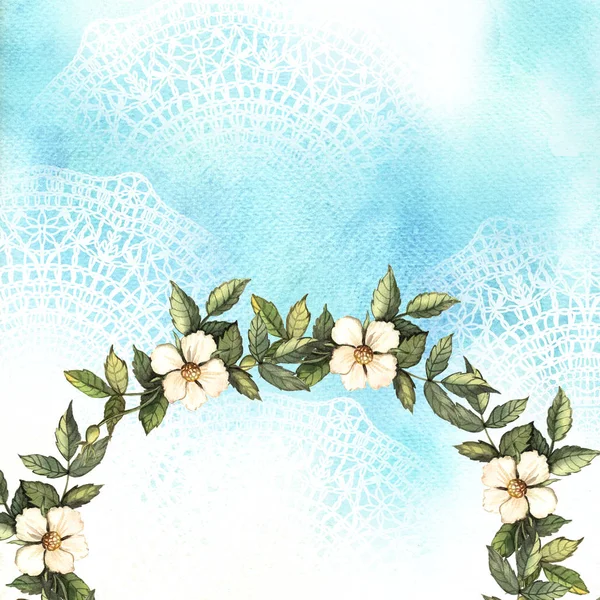 木の花の水彩画の背景 — ストック写真