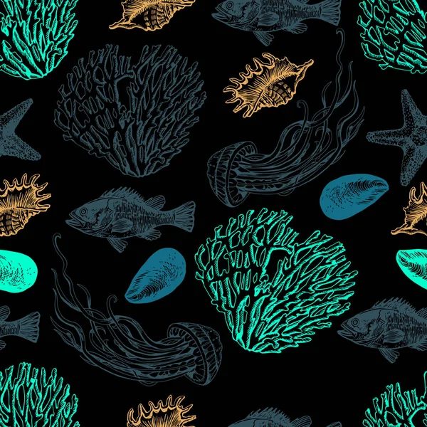 グラフィック ヴィンテージ海シームレスなベクトル イラスト デザイン — ストックベクタ