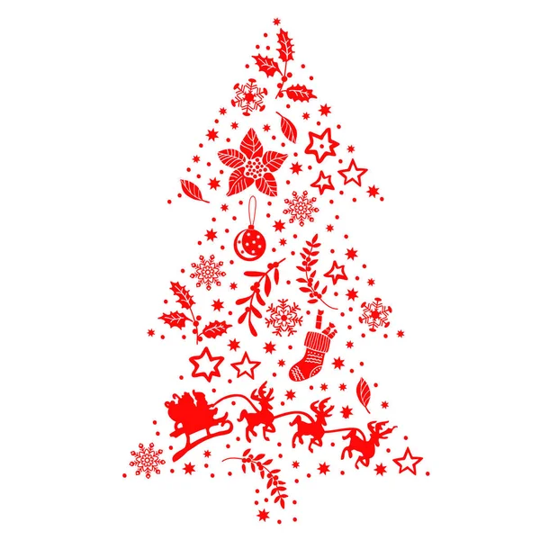 Albero di Natale doodle vettoriale — Vettoriale Stock