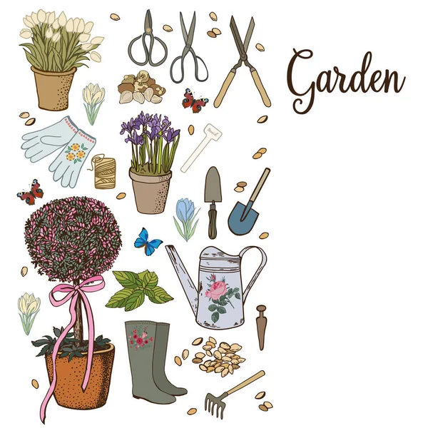 Vector Color Garden Icon Set — Stock Vector