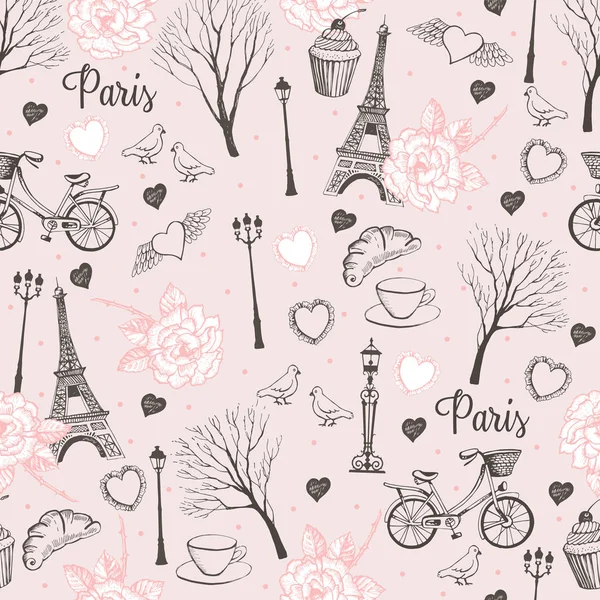 Tarjeta Gráfica Romántica Paris — Vector de stock