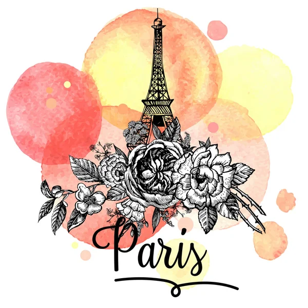 Romantik Grafik Kart Paris — Stok Vektör