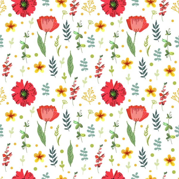 Decoratieve Heldere Zomer Naadloos Met Bloemen Folklore Motieven Stylization Van — Stockvector