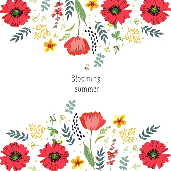 明るい夏の花のイラスト ベクトルイラスト 手動グラフィック 様々な表面の装飾に適しています — ストックベクタ