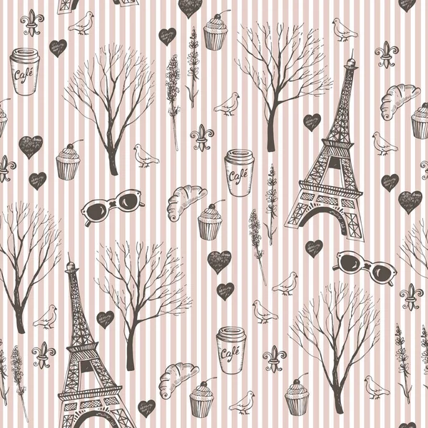 Patrón Gráfico Monocromo Ciudad París Ilustración Vectorial Gráficos Manuales Adecuado — Vector de stock