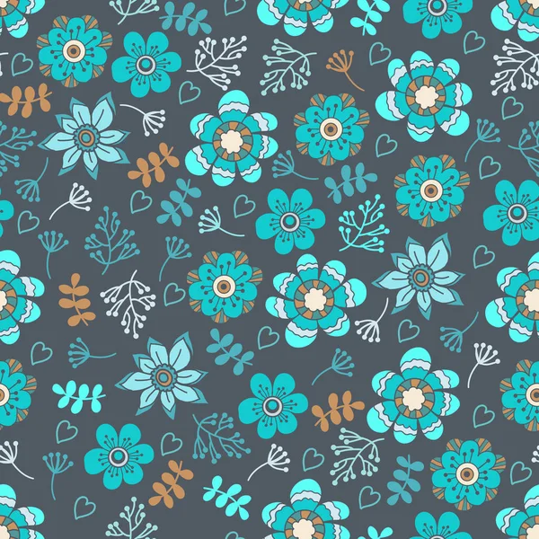 花と装飾的な夏のパターン — ストックベクタ