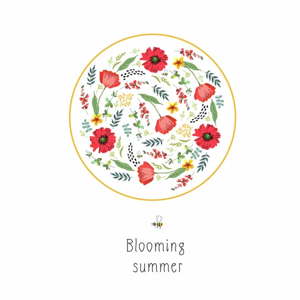 装饰插图 夏季艳丽的花朵 — 图库矢量图片