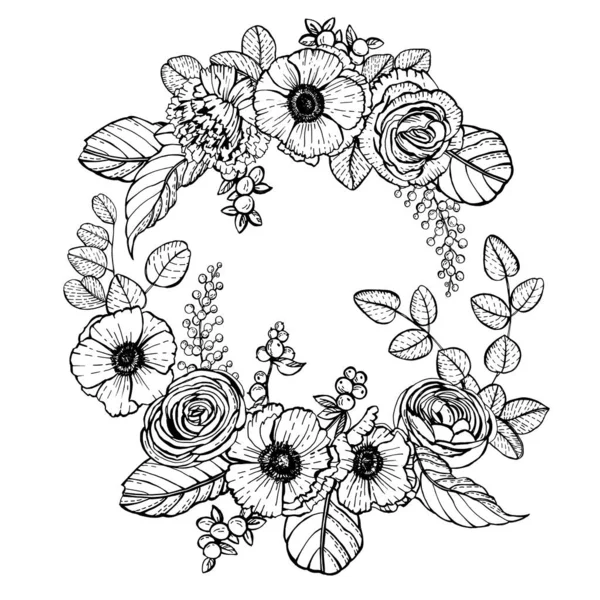 花のグラフィックフレーム — ストックベクタ