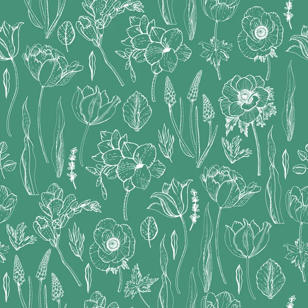 Graficzne Łatanie Wiosennych Kwiatów Płynna Ozdoba Dekoracji Tkanin Papieru Tapet — Wektor stockowy