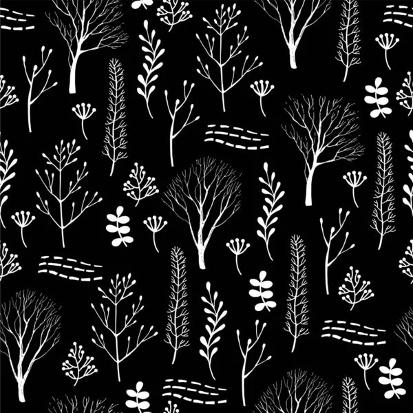 Schéma Des Forêts Dessinées Main Ornement Continu Pour Décoration Tissus — Image vectorielle