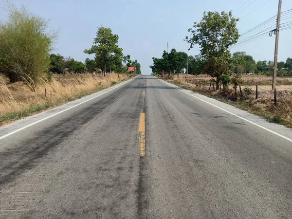 Carreteras Asfalto Tailandia Líneas Tráfico Amarillas —  Fotos de Stock