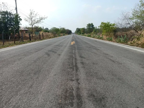 Asphalt Roads Thailand Yellow Traffic Lines — Stock Photo, Image