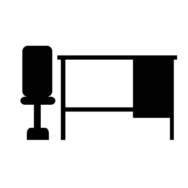 Negro silla escritorio mesa icono banner ilustración aislado fondo — Archivo Imágenes Vectoriales