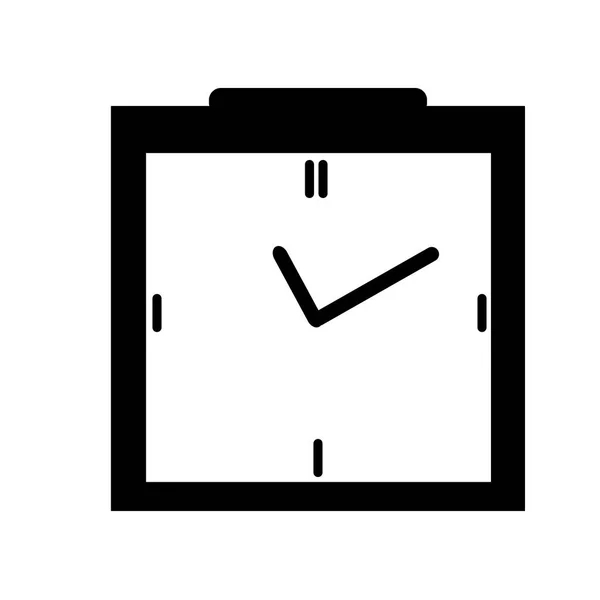 Icono del reloj en estilo caja negra, temporizador en fondo aislado. Elemento de diseño vectorial — Archivo Imágenes Vectoriales