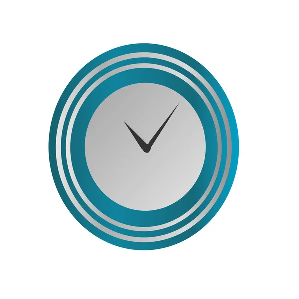Ikona hodin stylově stříbrné a modré, časovač na izolované pozadí. Vektorový grafický prvek — Stockový vektor
