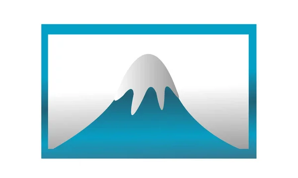 Mavi çerçeve içinde buz kaplı dağ — Stok Vektör